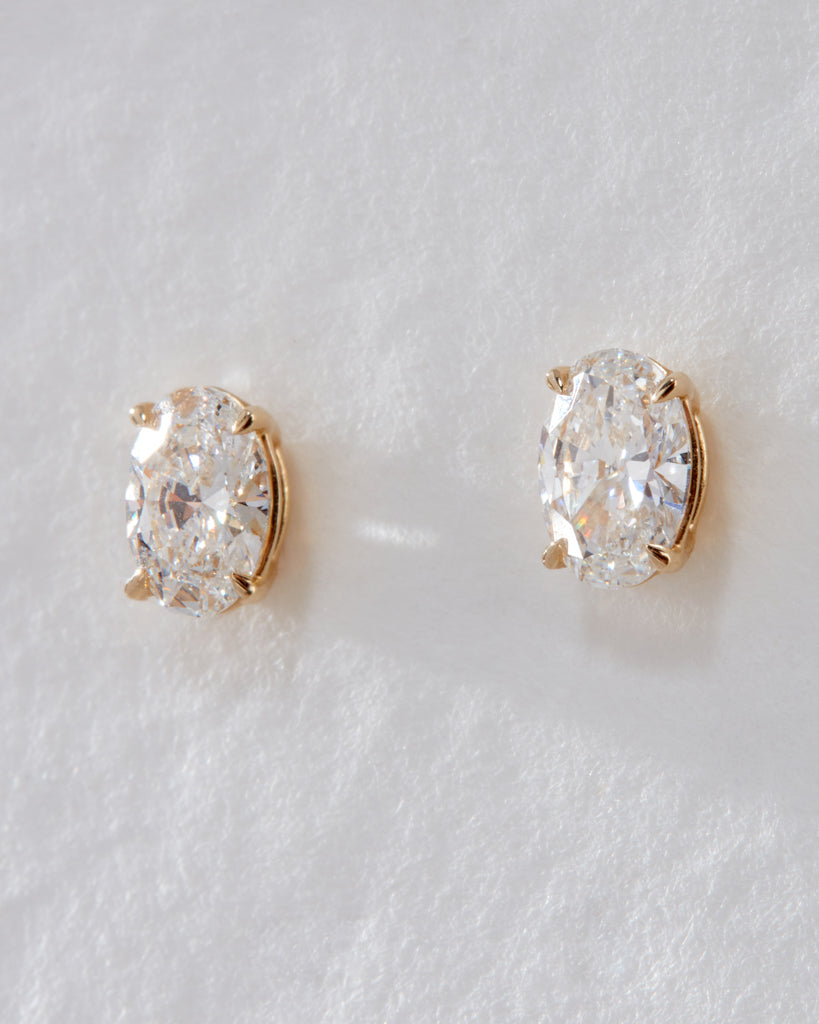 Ultimate Oval Solitaire Studs - Earrings