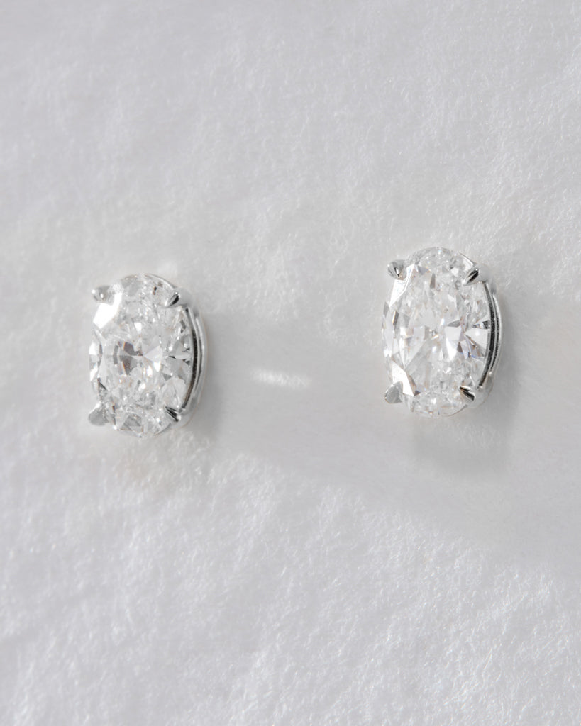 Ultimate Oval Solitaire Studs - Earrings — alternate view 2