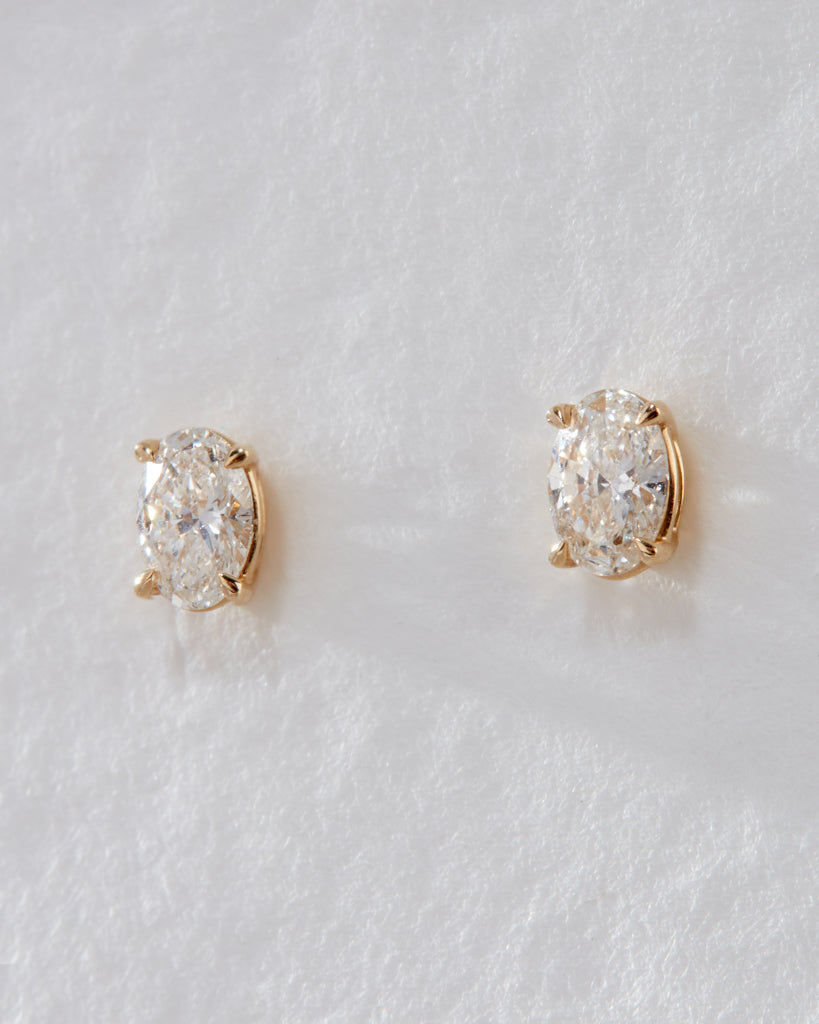 Ultimate Oval Solitaire Studs - Earrings — detail view