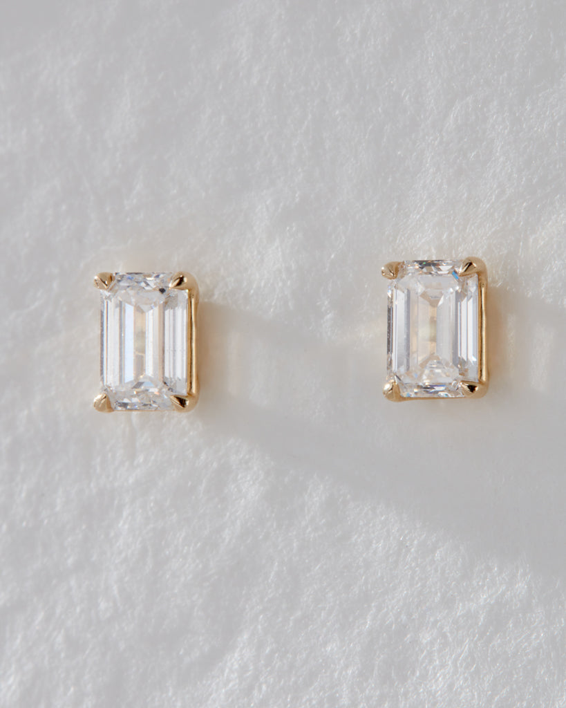 Ultimate Emerald Solitaire Studs - Earrings