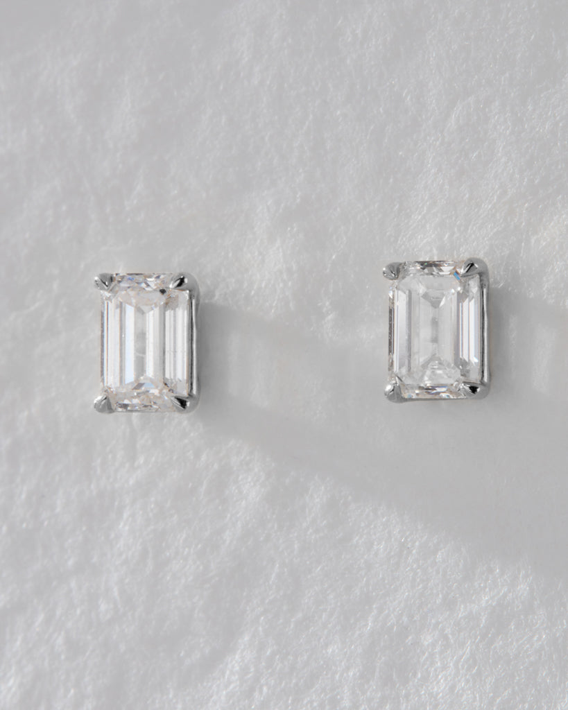 Ultimate Emerald Solitaire Studs - Earrings — detail view 2