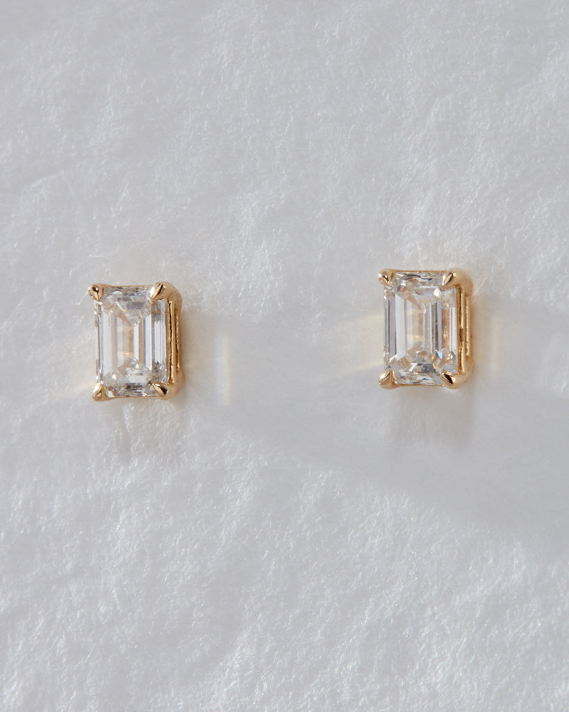 Ultimate Emerald Solitaire Studs - Earrings — detail view