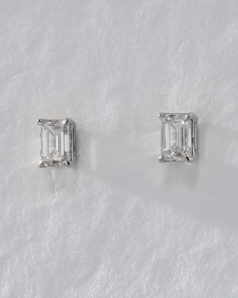 Ultimate Emerald Solitaire Studs - Earrings — another angle 2