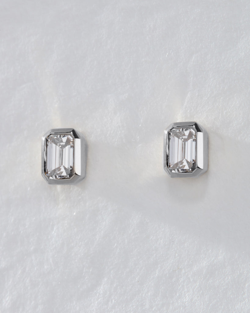 Bella Bezel Studs - Earrings — another angle 2