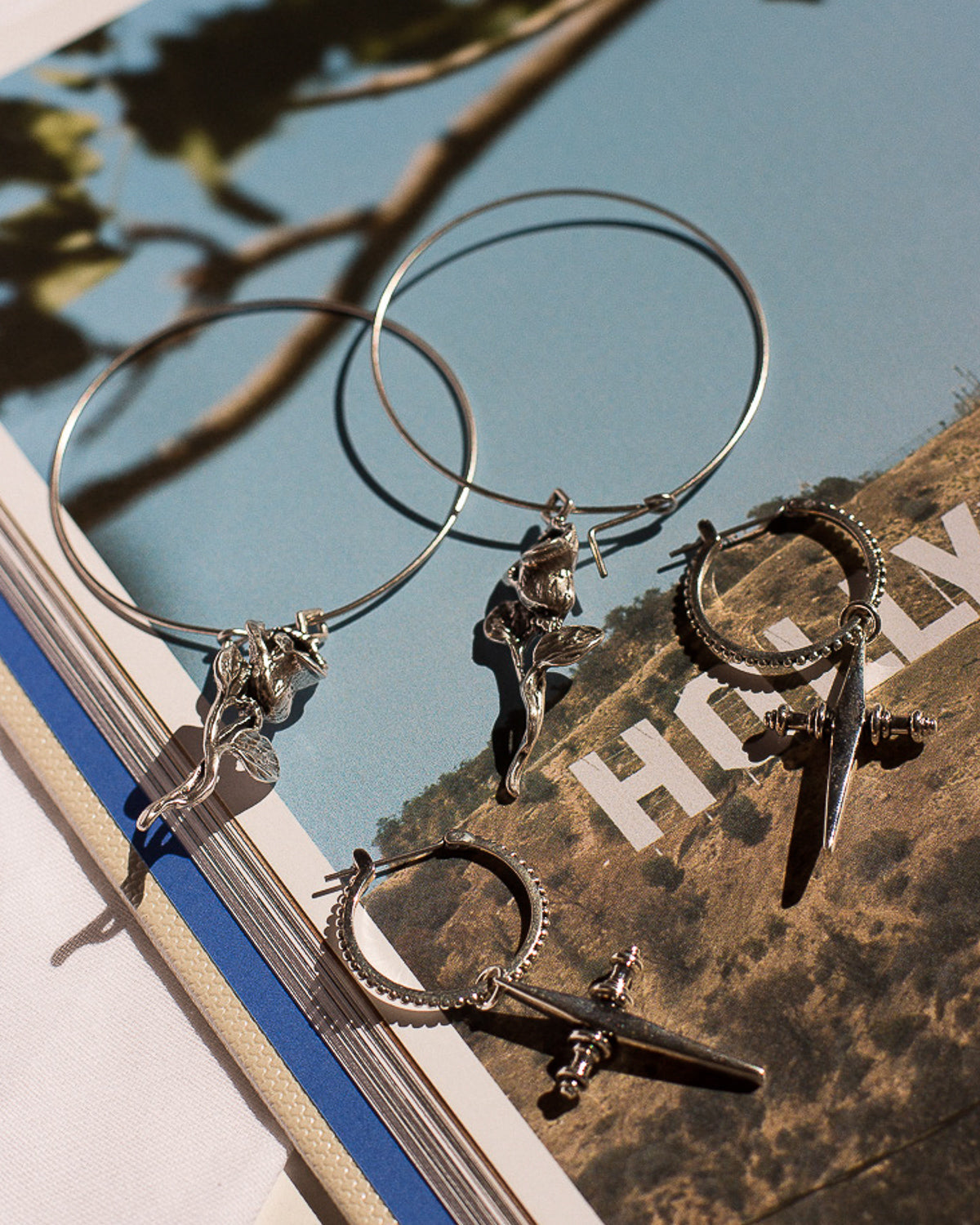 Cross Hoops - Silver in Silver Ox — alternate view 2