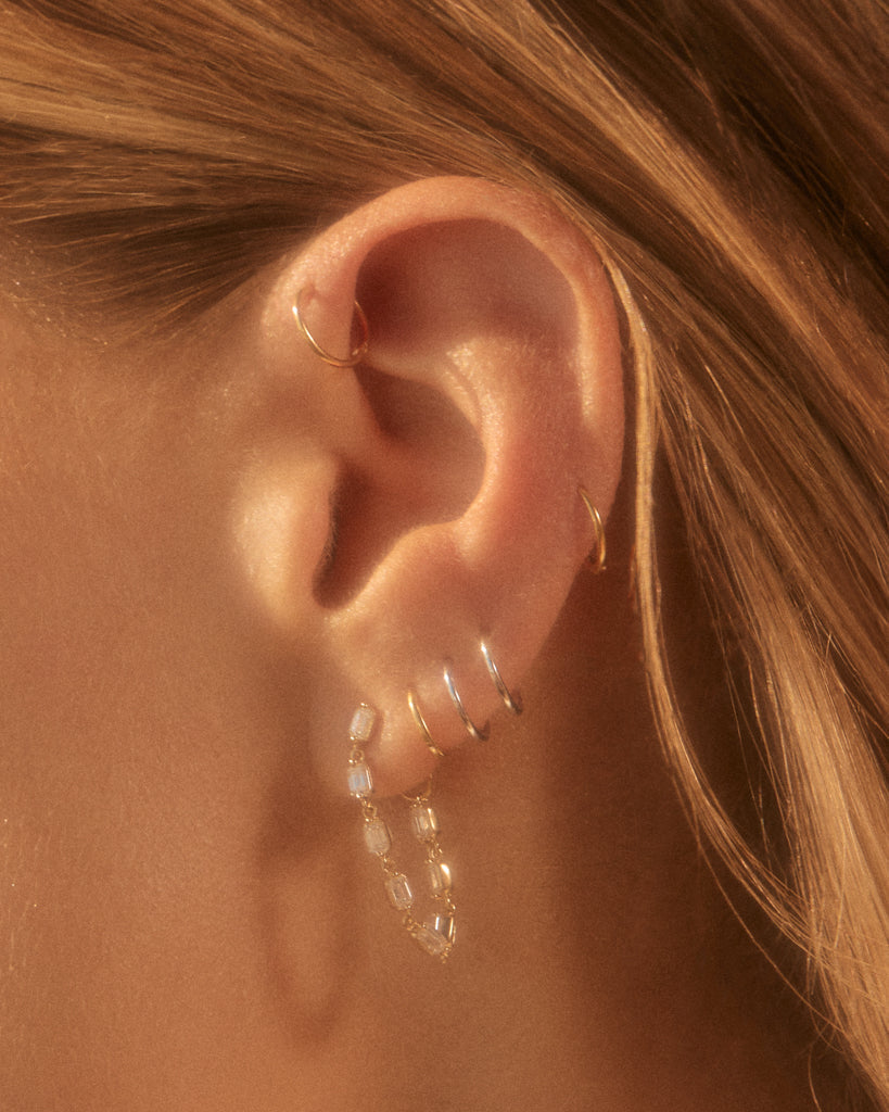 Emerald Cut Ballier Studs - Earrings — another angle