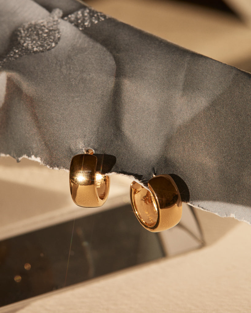 Mini Monaco Huggies - Earrings — another angle