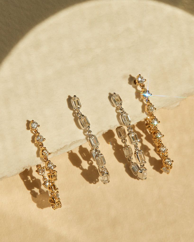 Emerald Cut Ballier Studs - Earrings — detail view 2