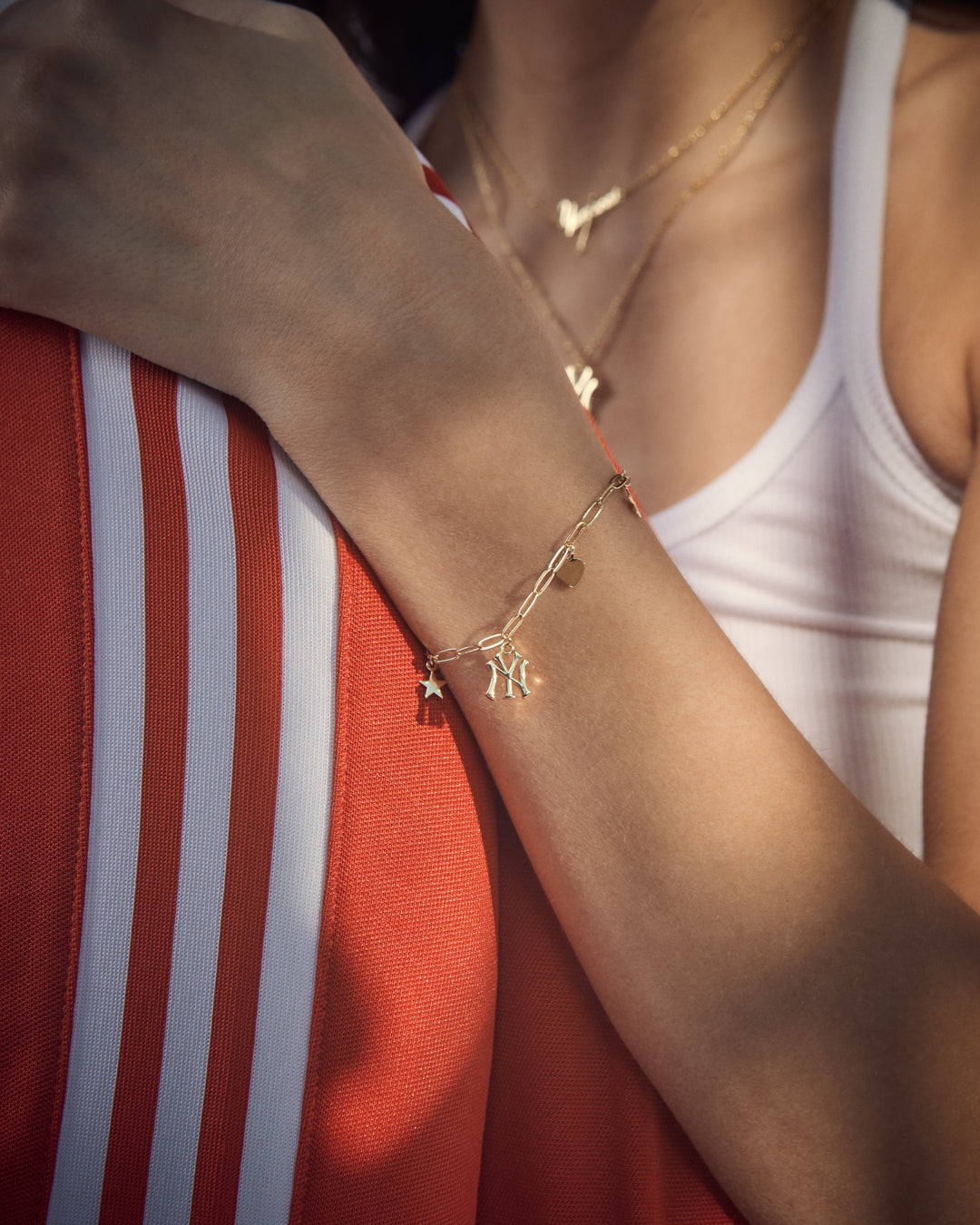 MLB Star + Hearts Logo Charm Bracelet - Silver — alternate view
