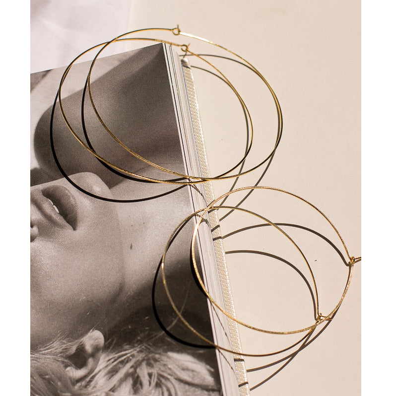 Capri Wire Hoops - Rose Gold — alternate view