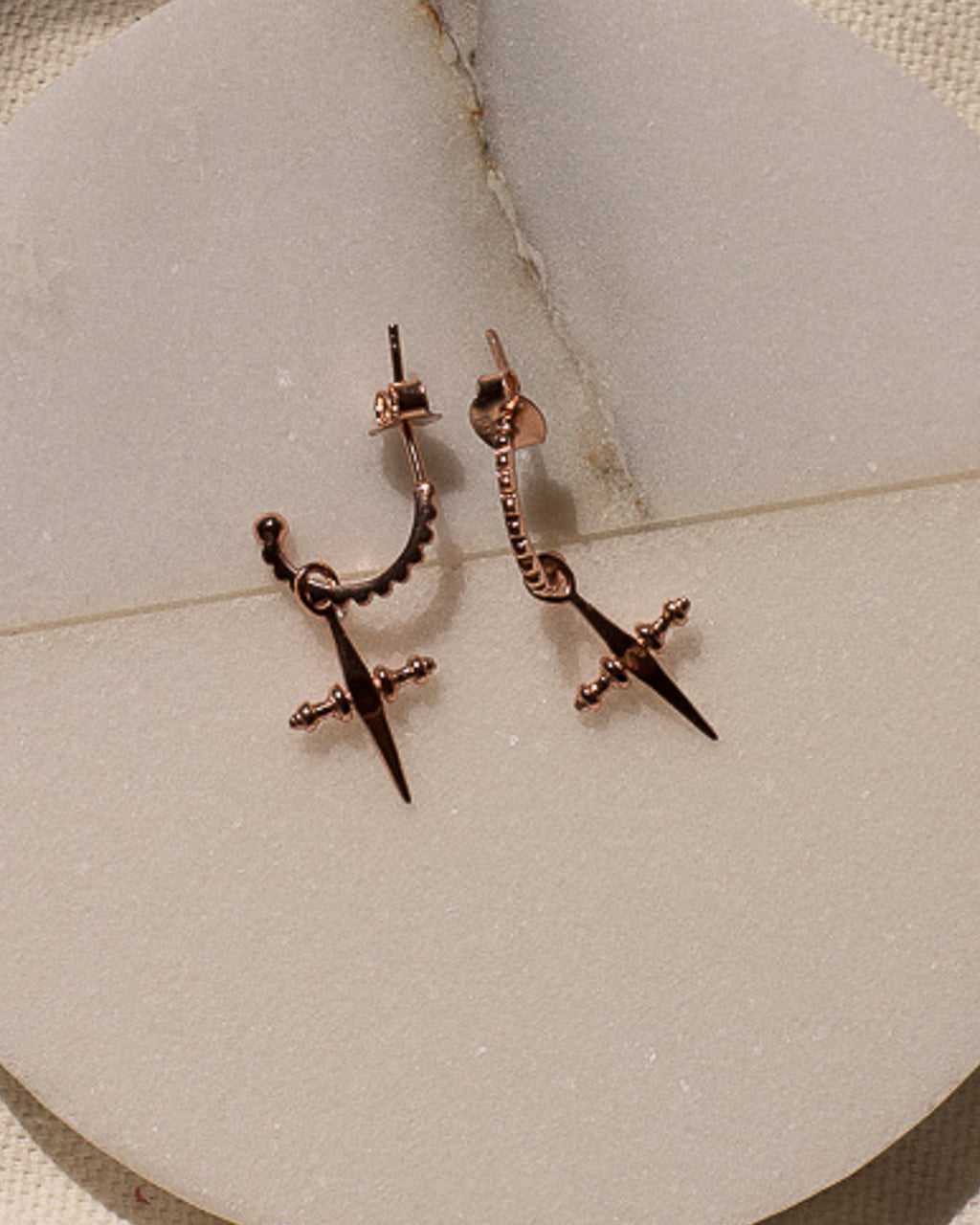 Mini Cross Hoops - Rose Gold — detail view
