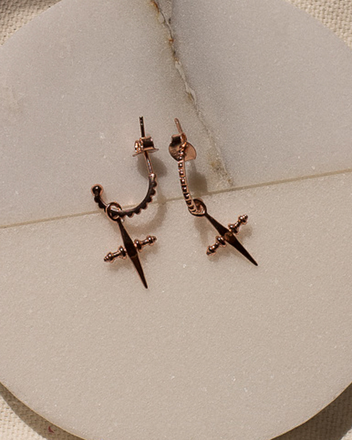 Mini Cross Hoops - Rose Gold — detail view