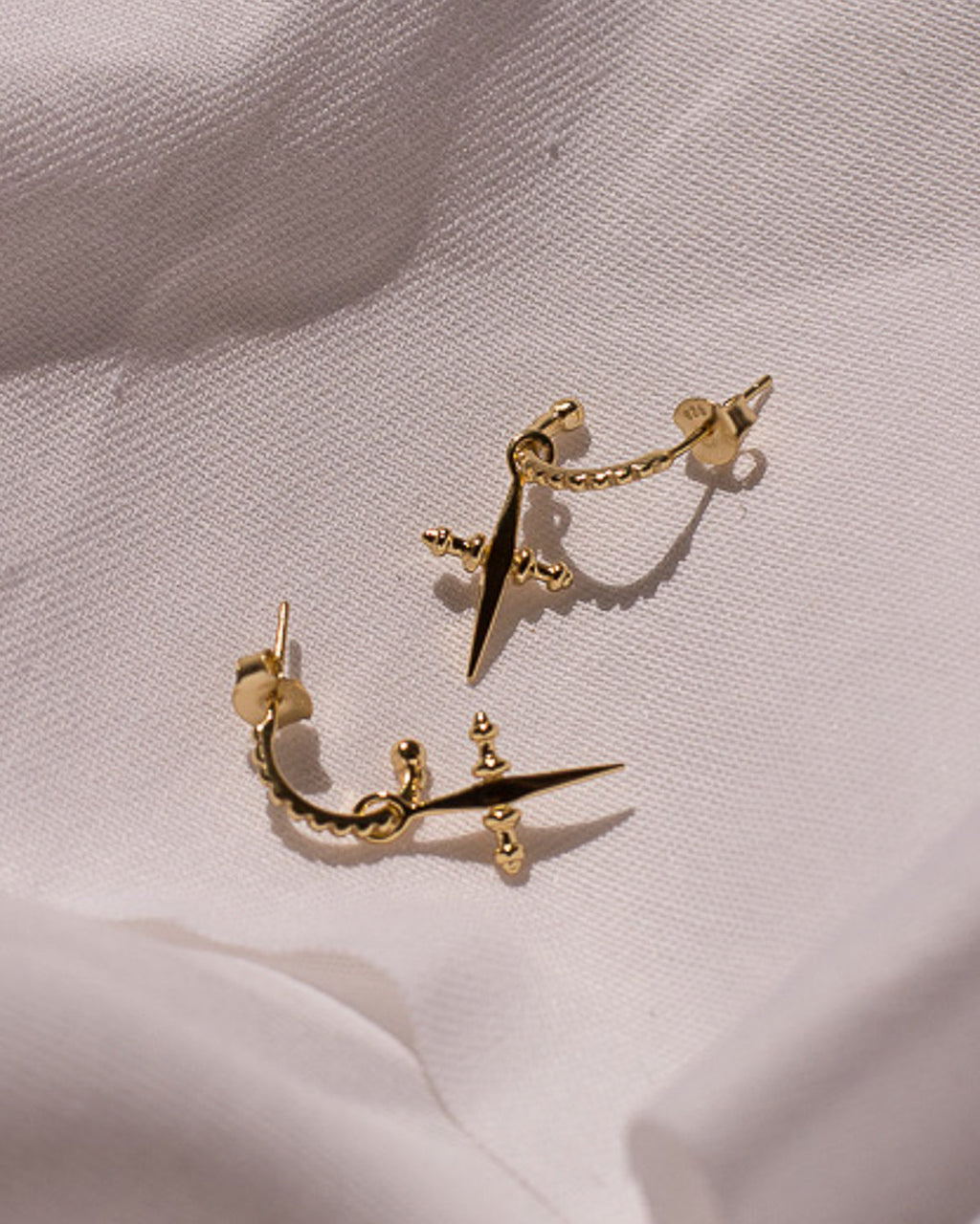 Mini Cross Hoops - Gold — another angle