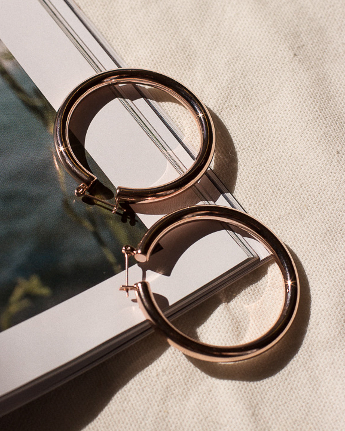 Amalfi Tube Hoops - Rose Gold — alternate angle