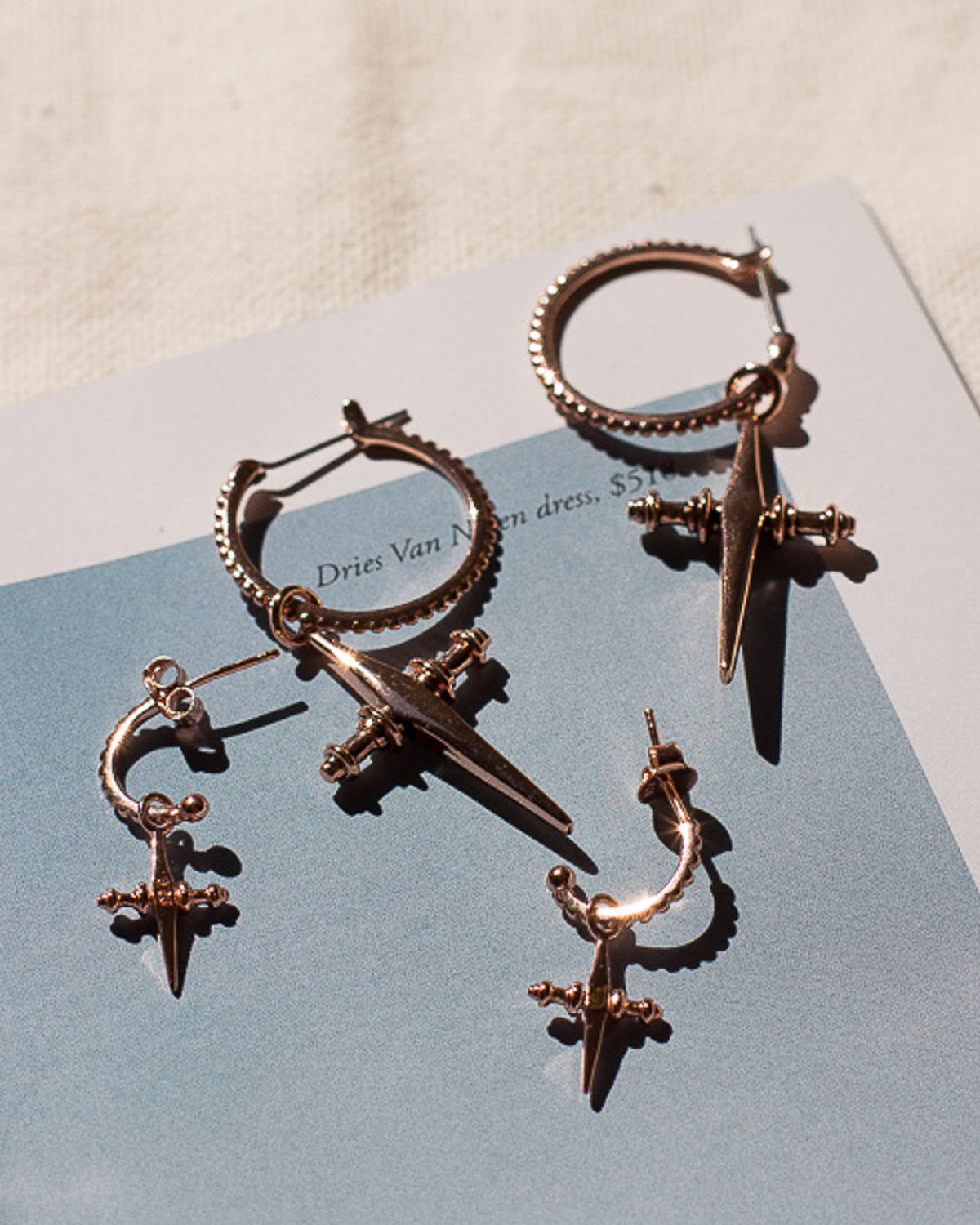 Cross Hoops - Rose Gold — alternate angle
