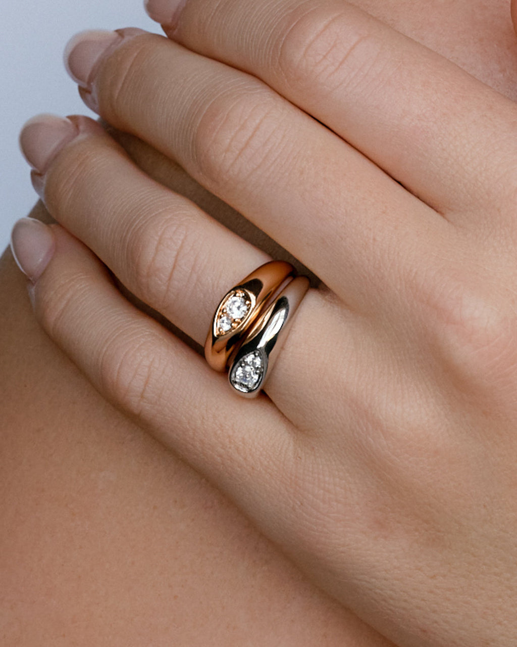 Two Tone Pear Stacker Set - Earrings — detail view
