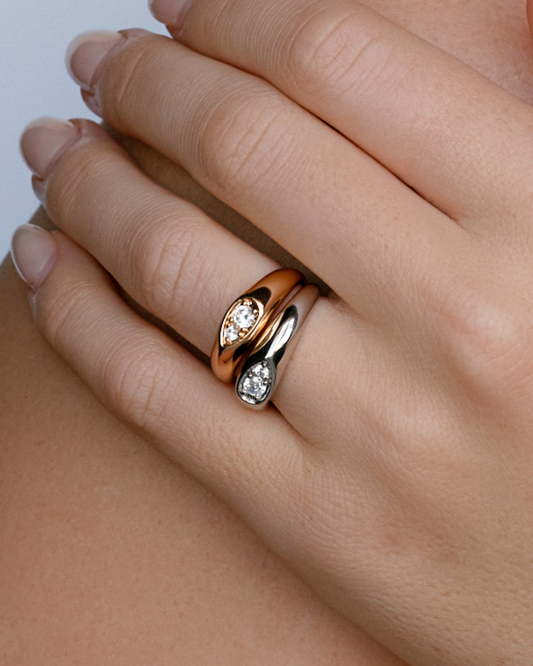 Two Tone Pear Stacker Set - Earrings — detail view