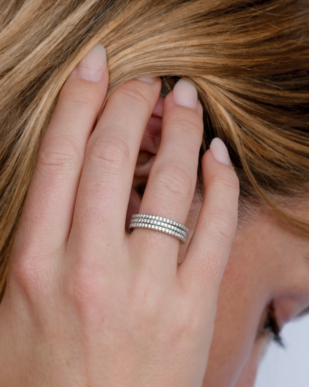 Classic Pavé Bands Set - Rings — another angle
