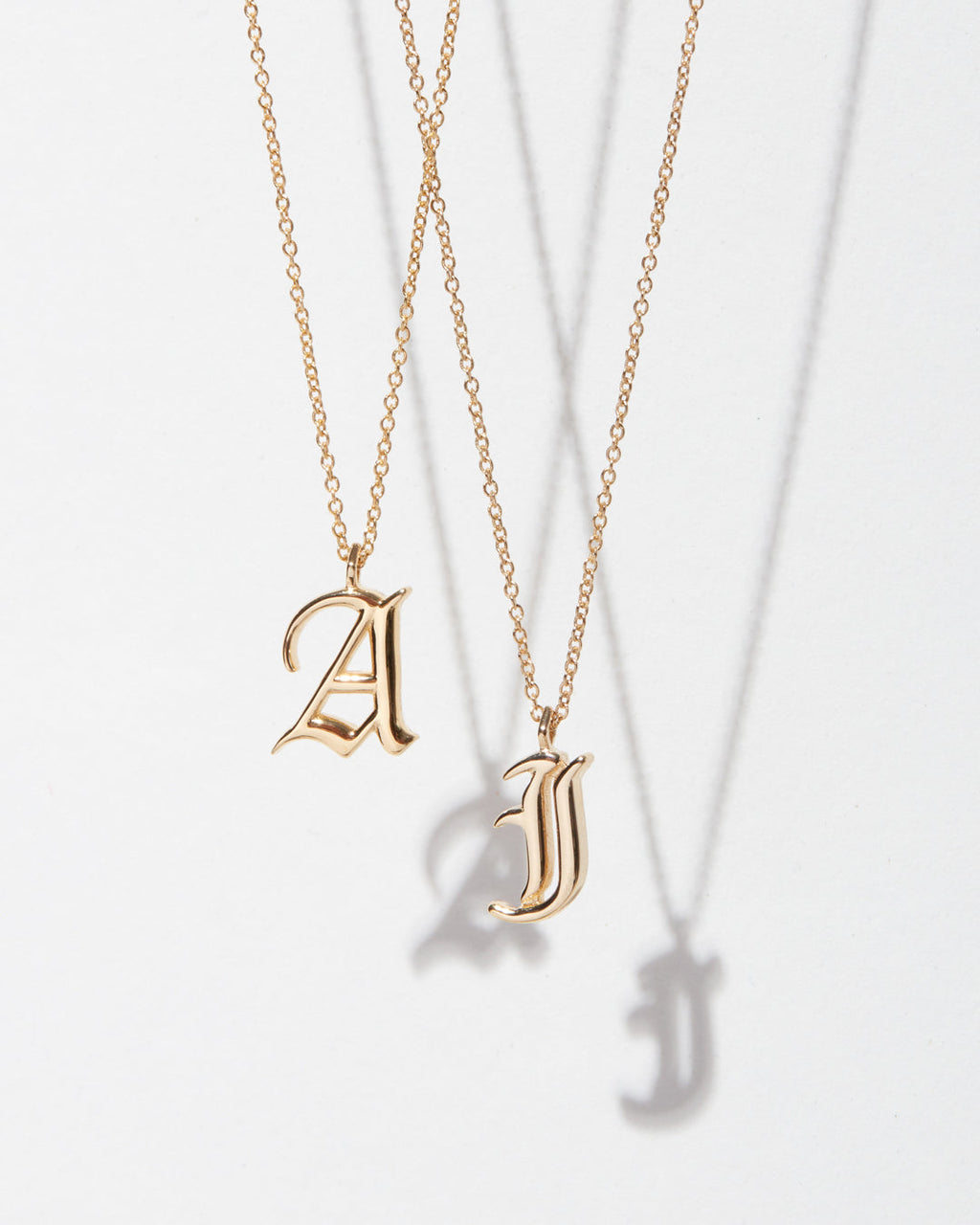 Initial Charm Necklace [Old English] — alternate view 2