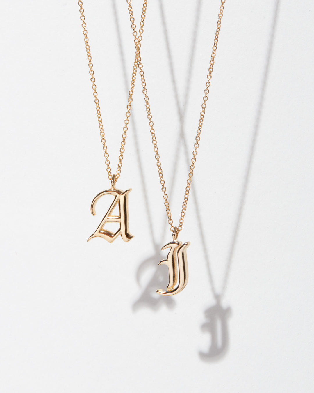 Initial Charm Necklace [Old English] — alternate view 2