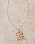 Initial Charm Necklace [Old English]