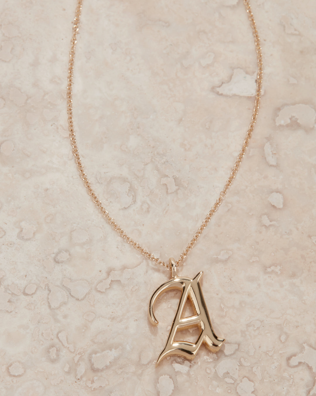 Initial Charm Necklace [Old English]