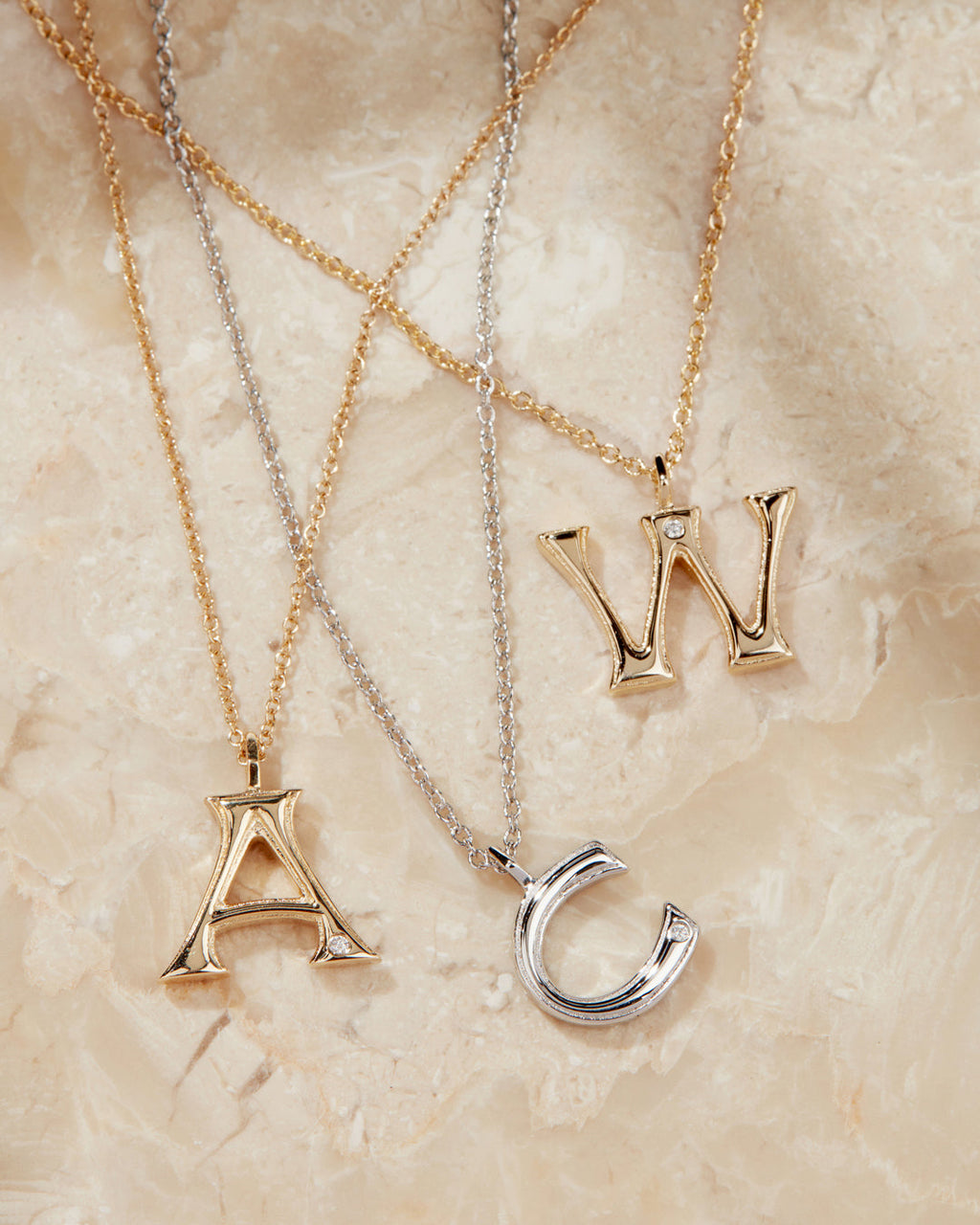 Initial Charm Necklace [Vintage] — another angle