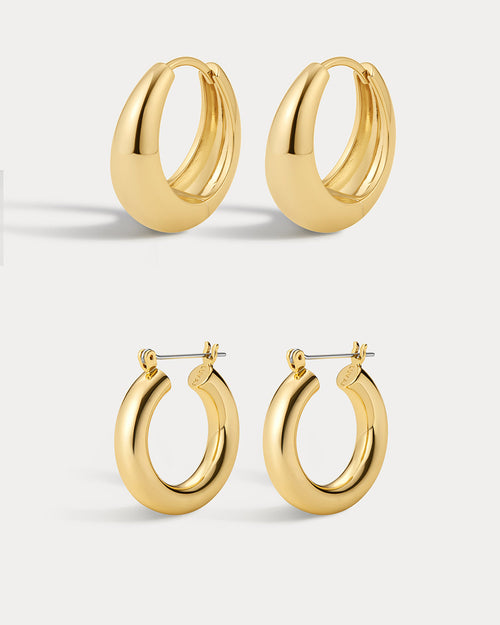 Baby Amalfi & Marbella Hoops - Gold — set view