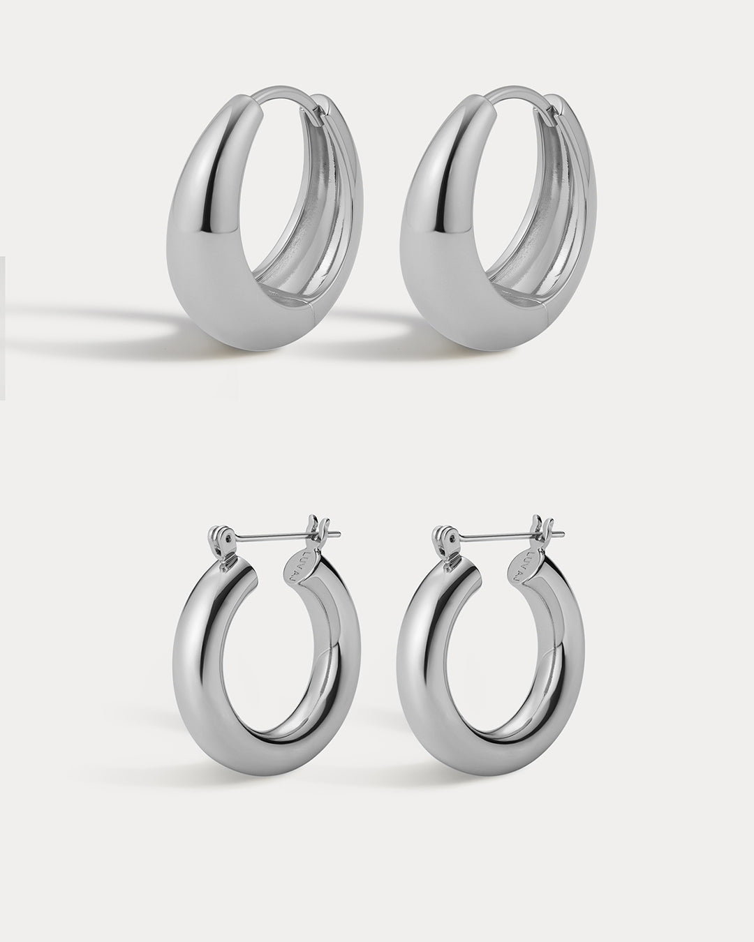Baby Amalfi & Marbella Hoops - Silver — set view