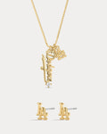 Bijoux MLB Logo Studs & Layered Nameplate Necklace Bundle - Gold — set view
