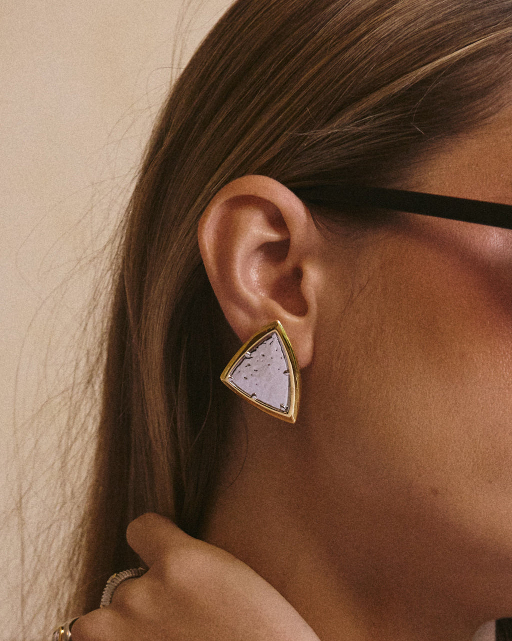 Bianco Nero Studs - Gold - Earrings — another angle