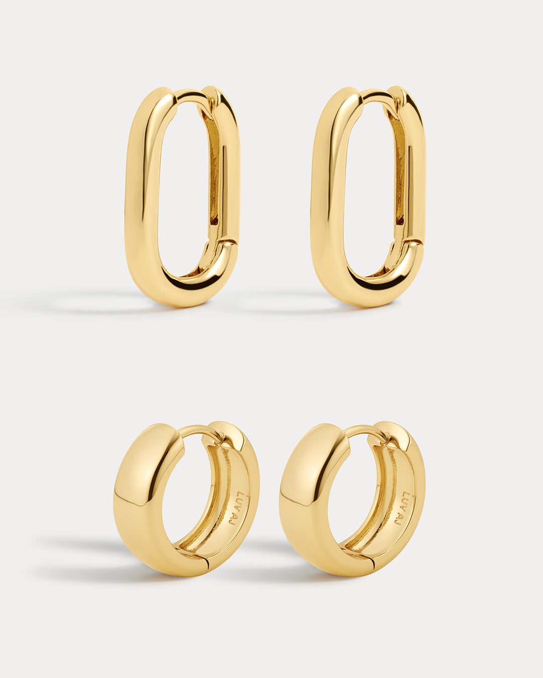 Monaco Huggies & Chain Link Huggies - Gold — set view