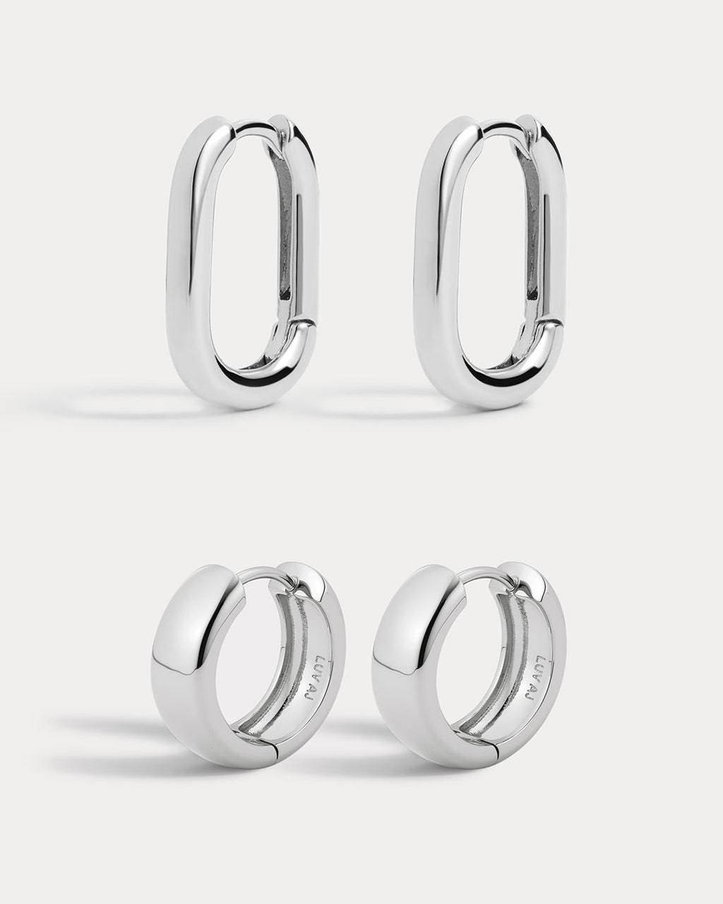 Monaco Huggies & Chain Link Huggies - Silver — set view