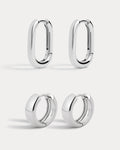 Monaco Huggies & Chain Link Huggies - Silver — set view
