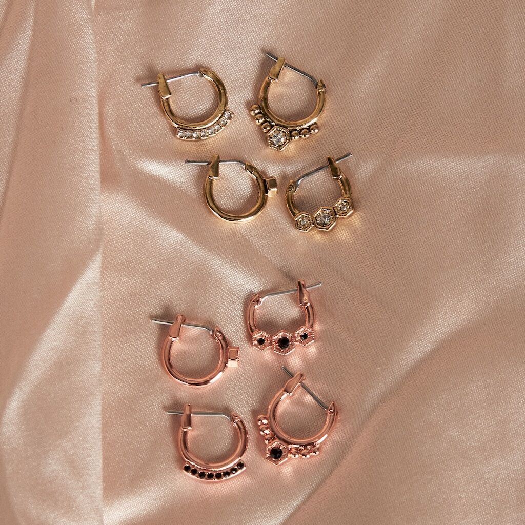 Full Bloom Hoop Earring Set - Rose Gold — another angle