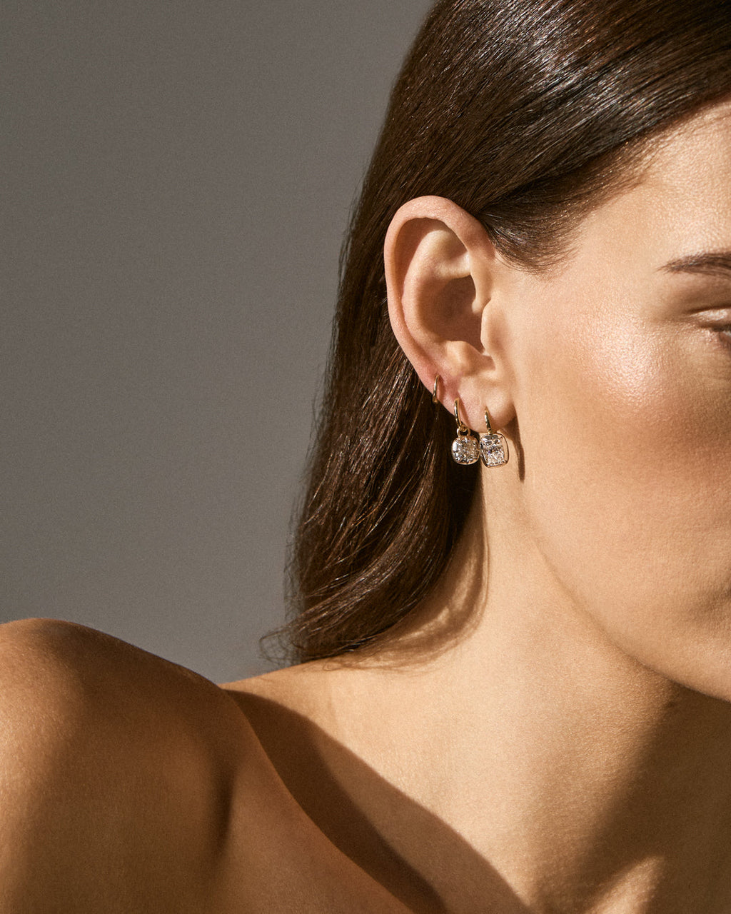 Diamond Georgian Hook Earrings — detail view