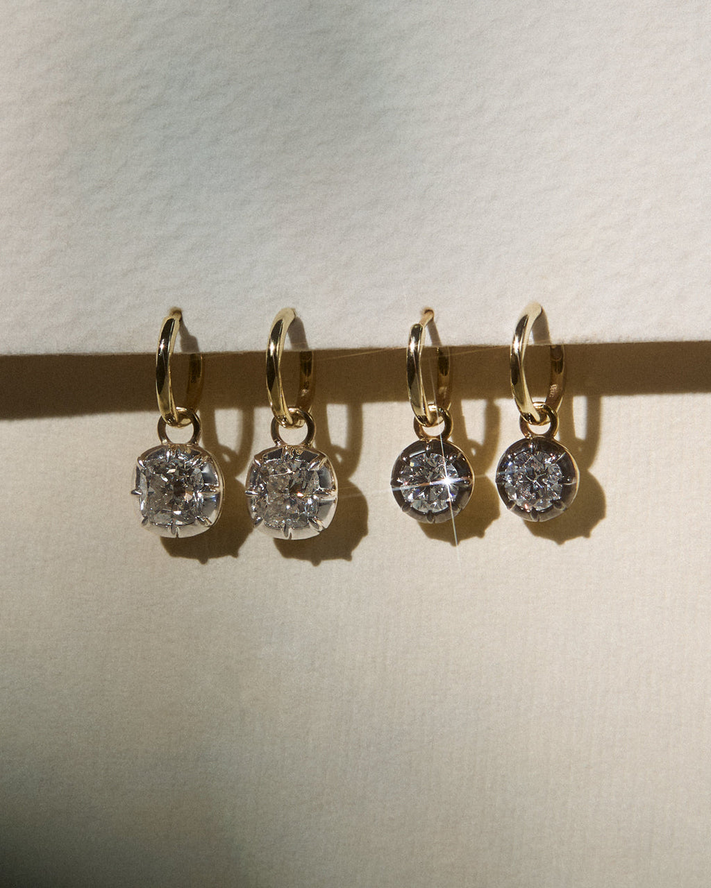 Diamond Georgian Hoop Earrings - White Rhodium in White Gold — alternate view