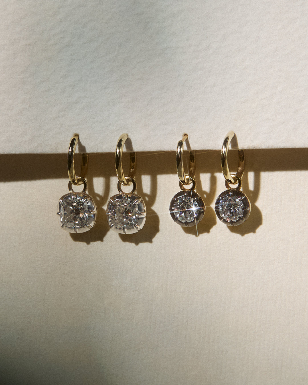 Diamond Georgian Hoop Earrings - White Rhodium in White Gold — alternate view
