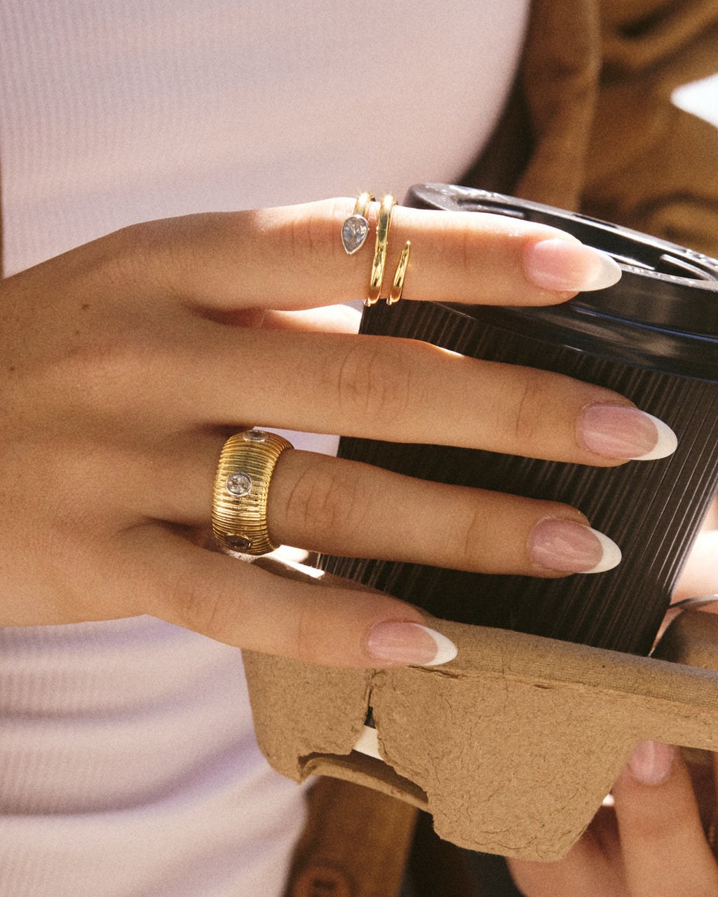 Georgia Ridged Band - Gold - Rings — alternate view