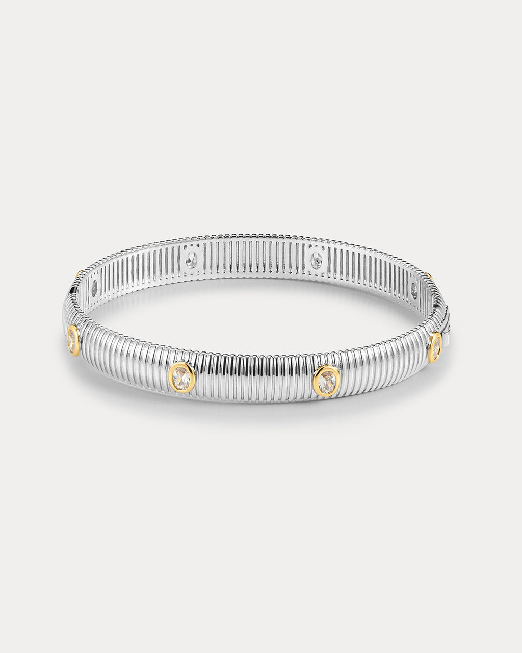 Georgia Ridged Bangle - Silver