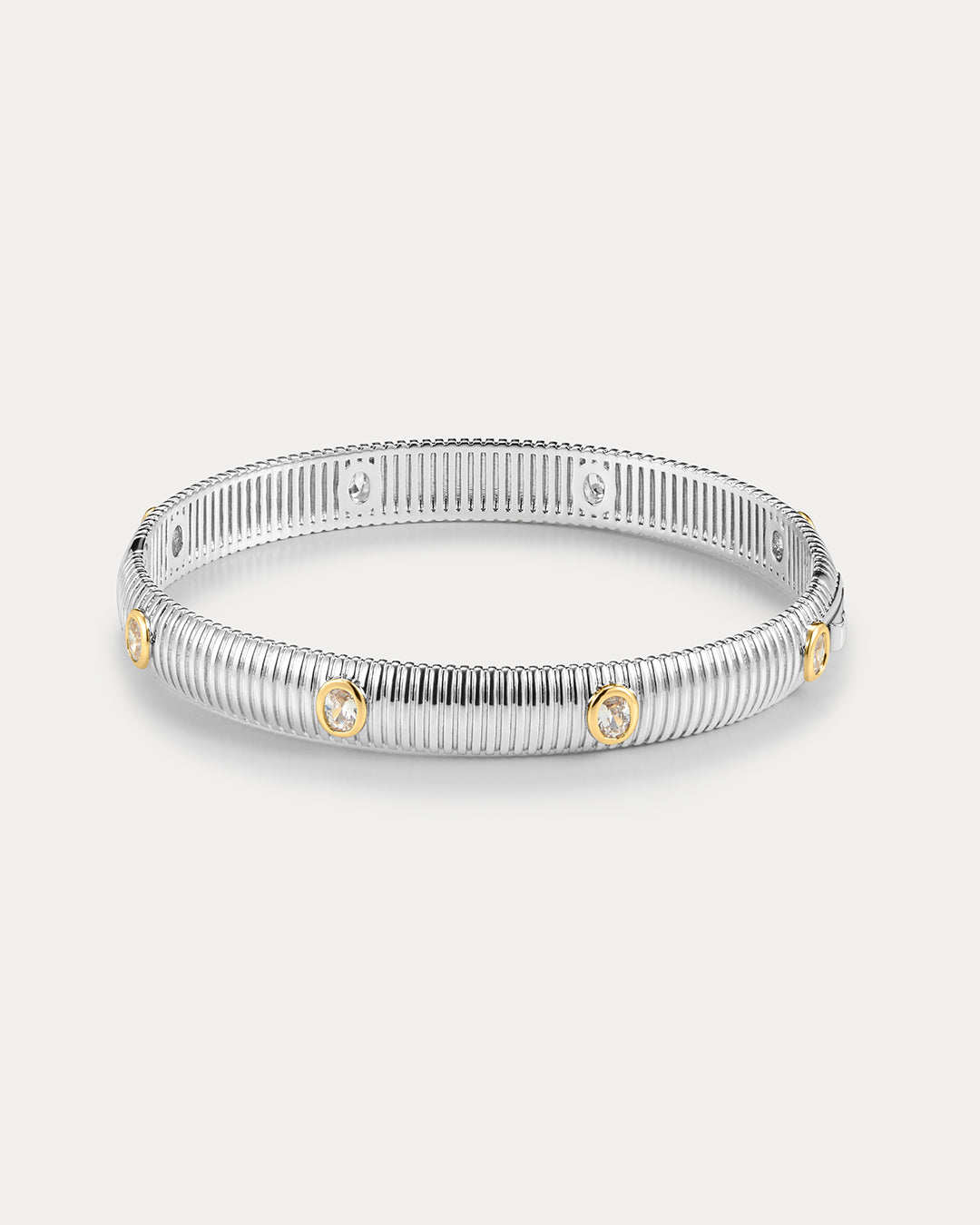 Georgia Ridged Bangle - Silver