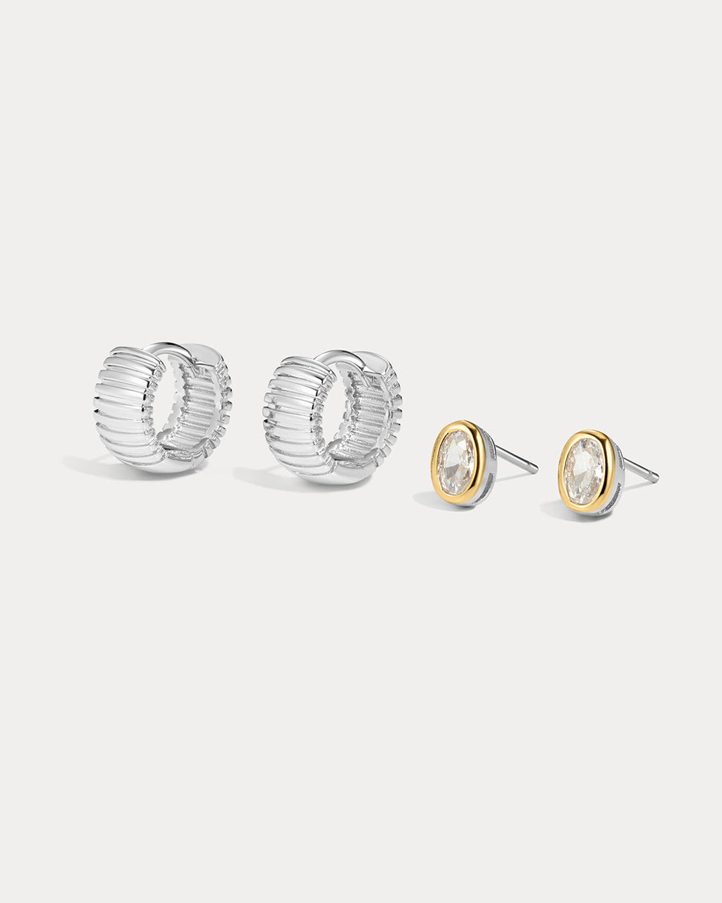 Georgia Stone Earring Set - Silver