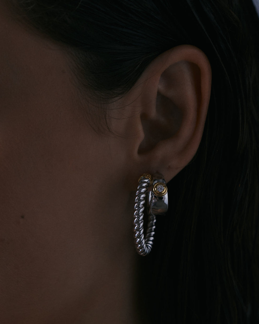 Luna Bezel Hoops - Silver — alternate view