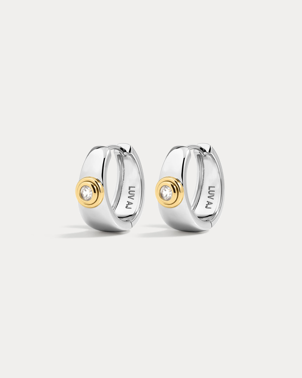 Luna Bezel Hoops - Silver