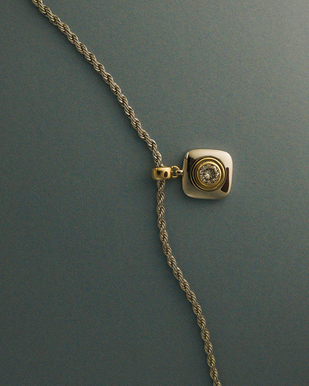 Luna Bezel Pendant Necklace - Gold — another angle