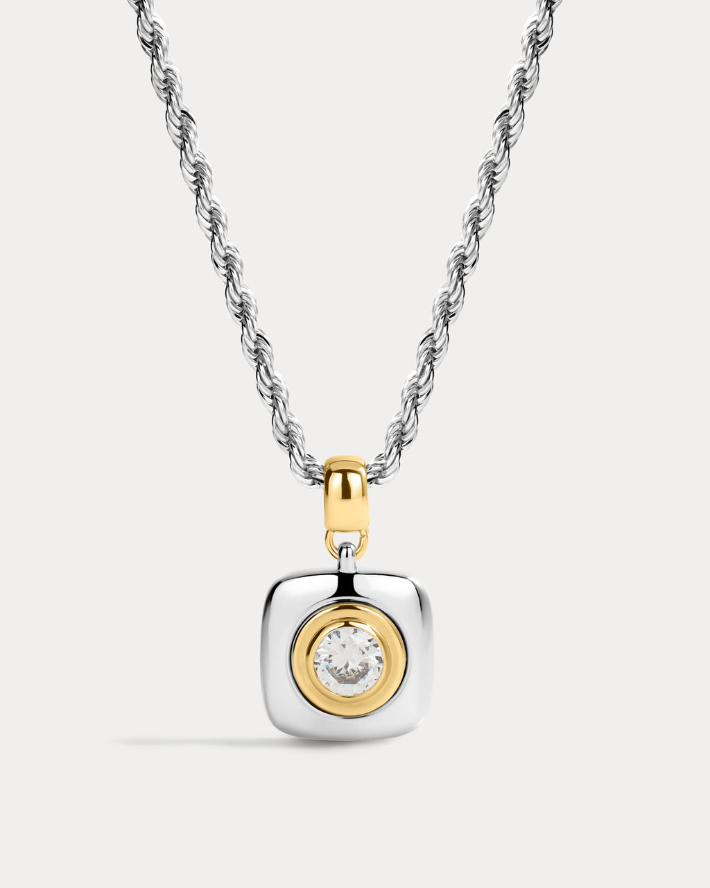 Luna Bezel Pendant Necklace - Silver