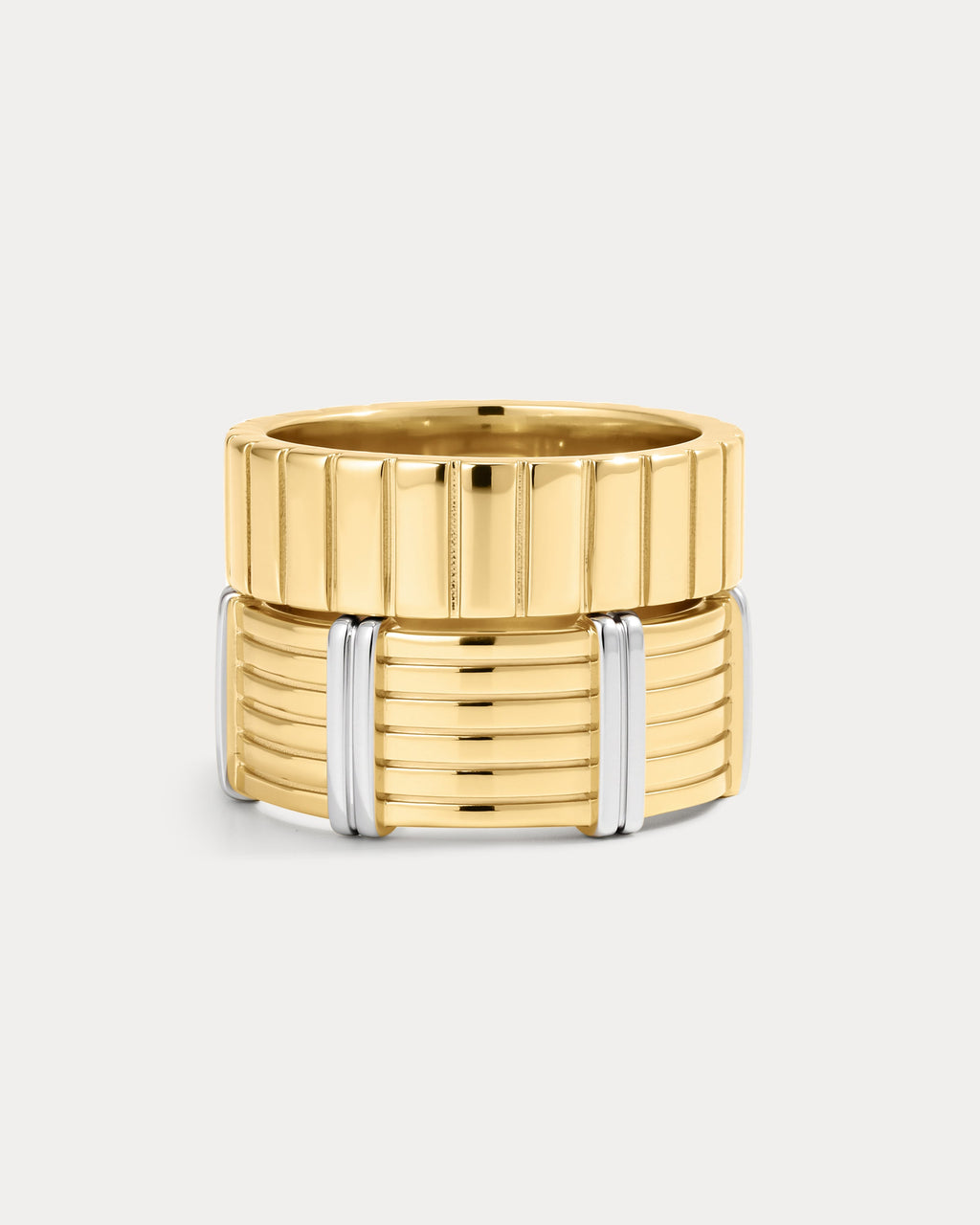 Luna Bezel Ring Set - Gold