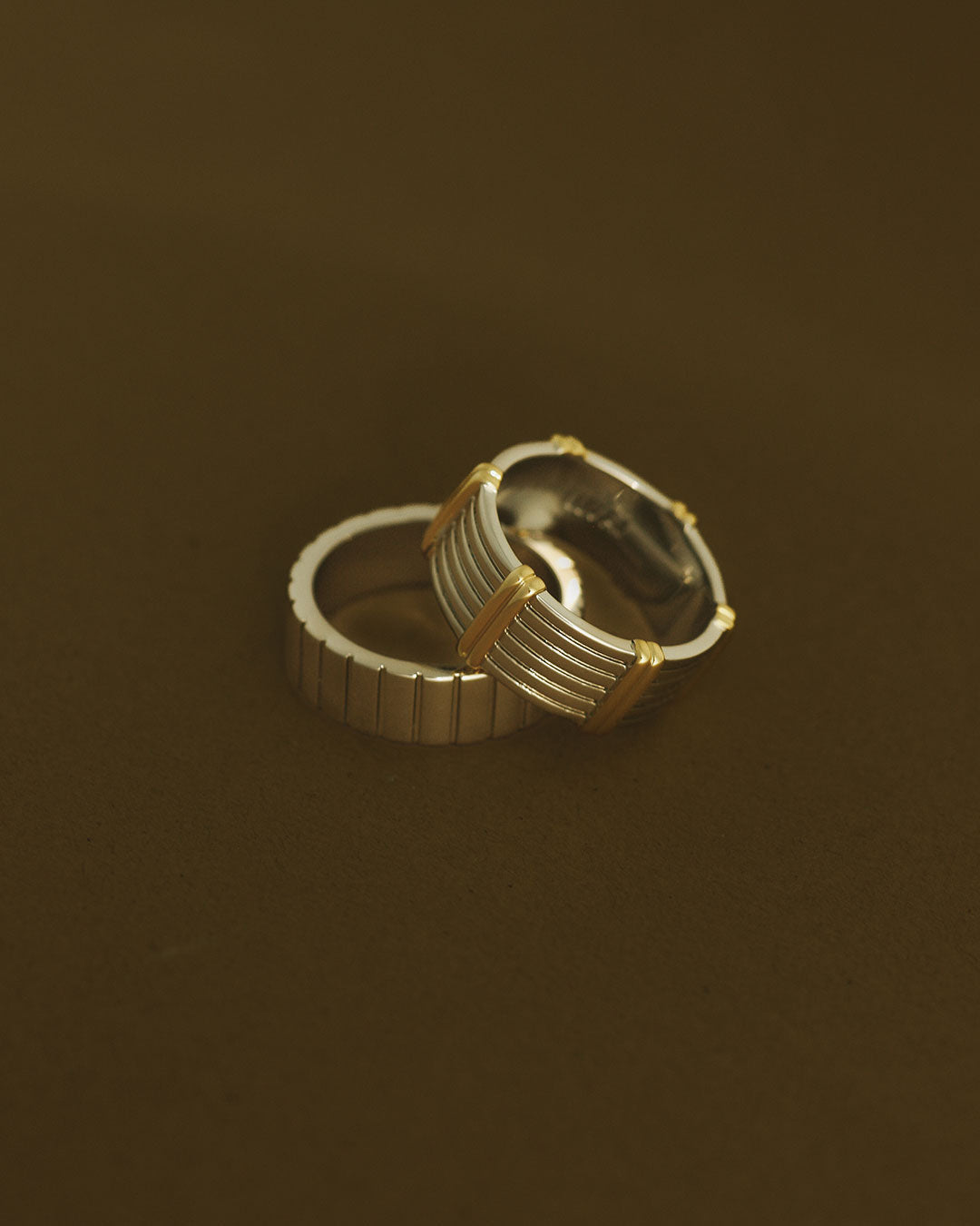 Luna Bezel Ring Set - Gold in Silver — alternate angle