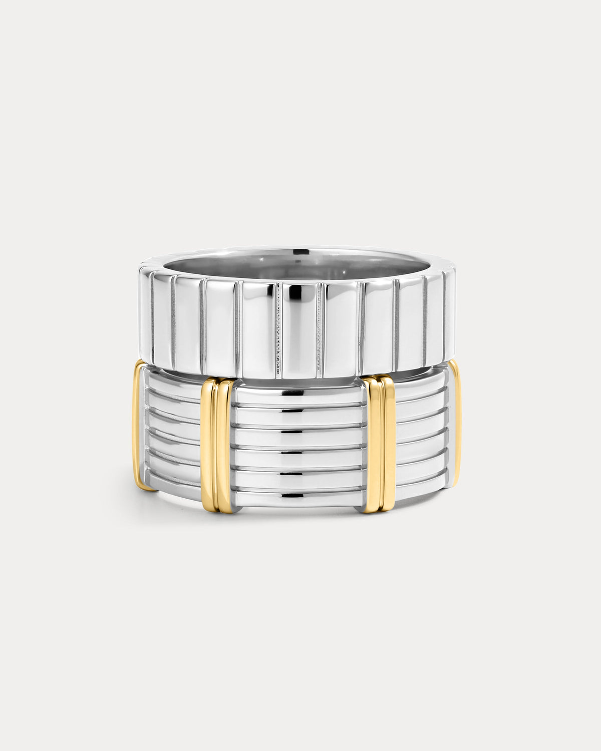Luna Bezel Ring Set - Silver