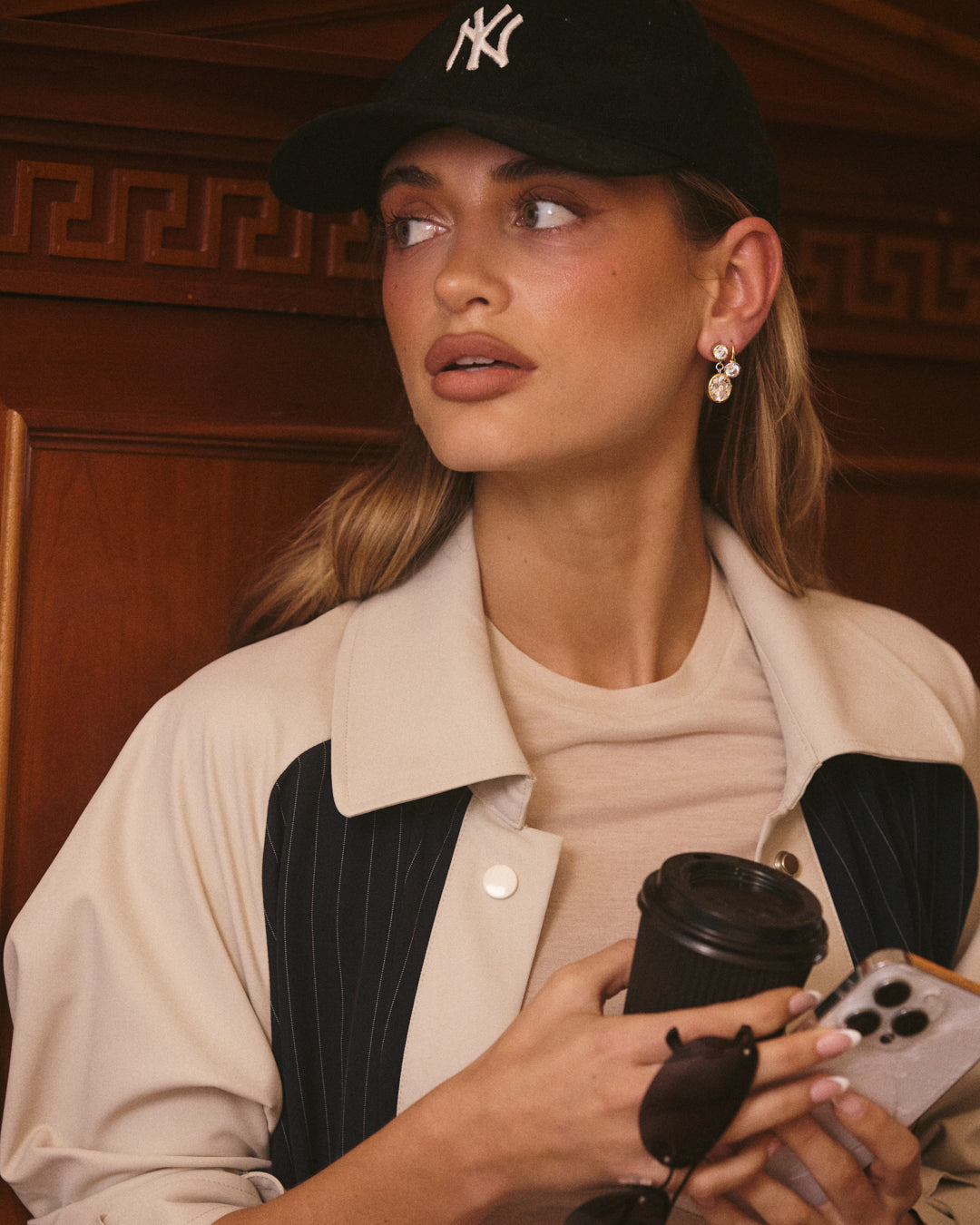 Marais Drop Studs - Gold - Earrings — another angle